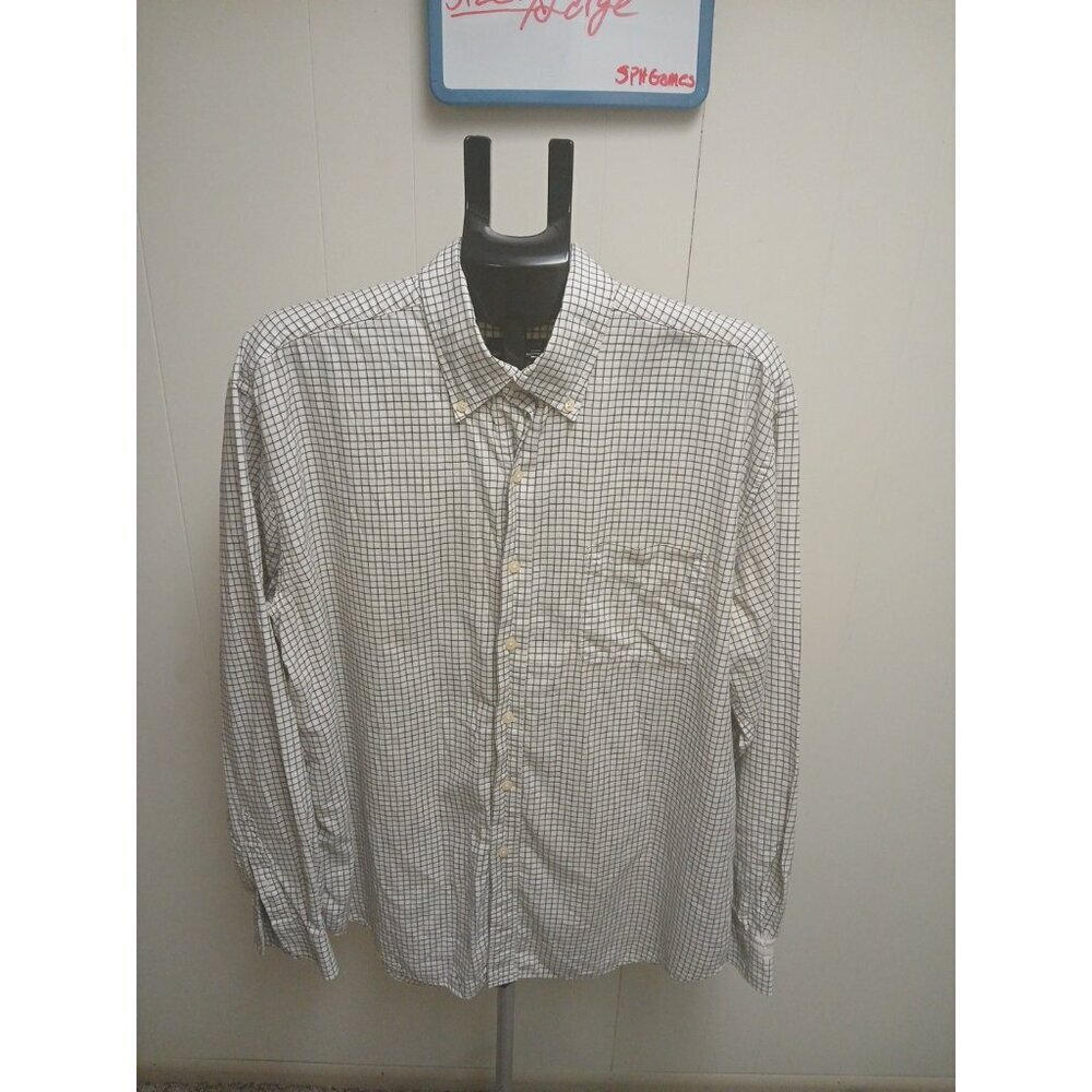 LYLE AND SCOTT Shirt Mens XL Button Up Plaid Long Sleeve Extra Large Blue White!